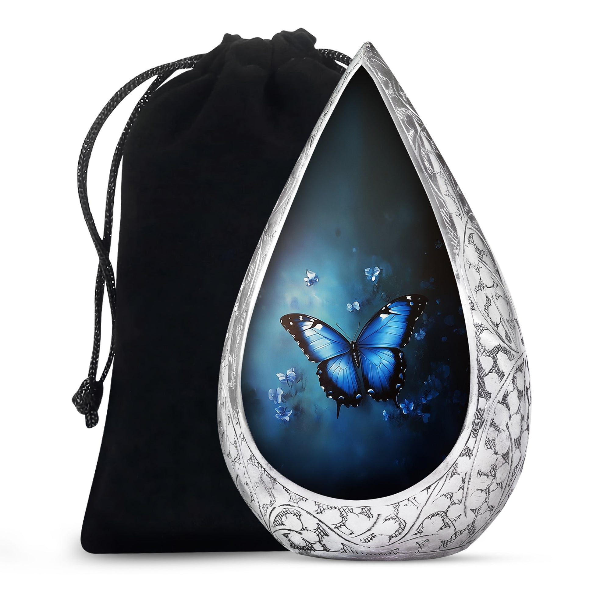 Blue Butterfly Cremation Ashes Urn - Funeral Urn For Men & Women