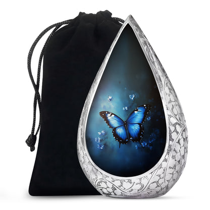 Blue Butterfly Cremation Ashes Urn - Funeral Urn For Men & Women