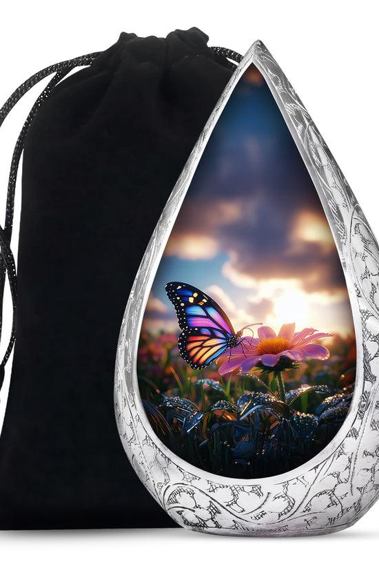 Colorful Butterfly Cremation Urn For Ashes - Punk Flower Urn Memorial