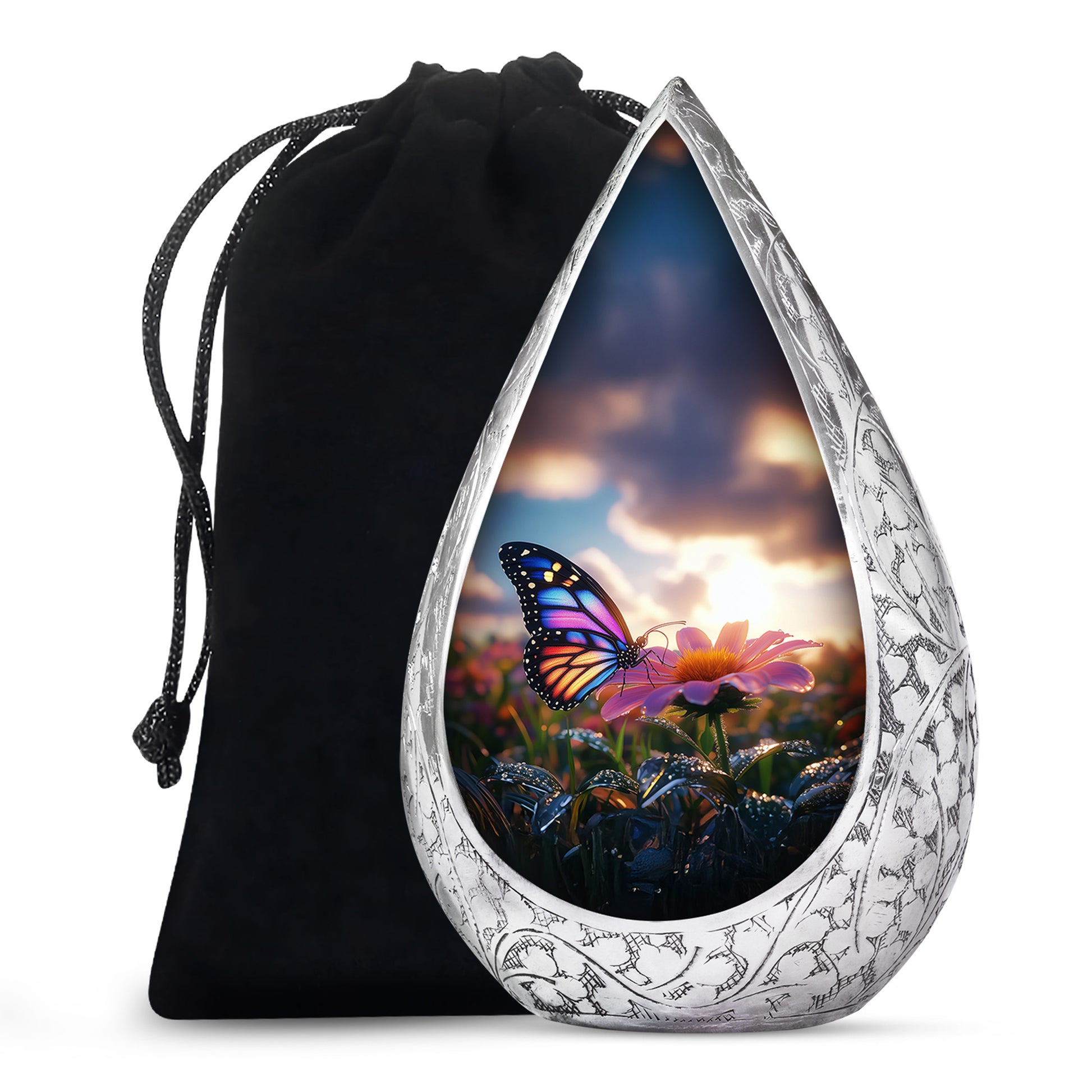 Colorful Butterfly Cremation Urn For Ashes - Punk Flower Urn Memorial