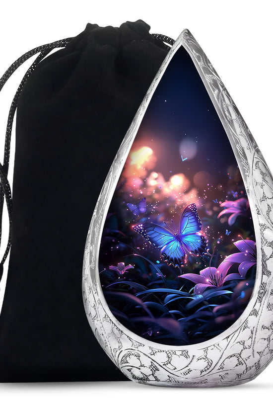 Blue Butterfly Urn For Burial - Beautiful Memorial Urn For Men & Women