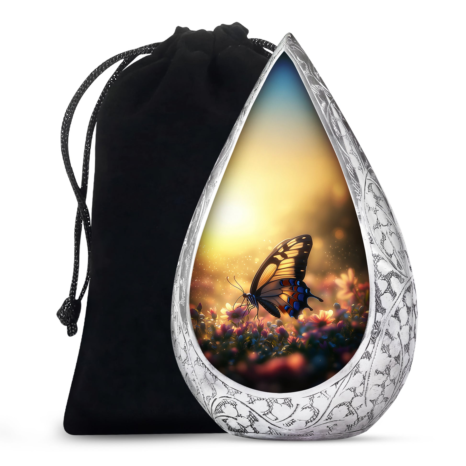 Yellow Monarch Butterfly Urn For Ashes - Burial Urns For Humans