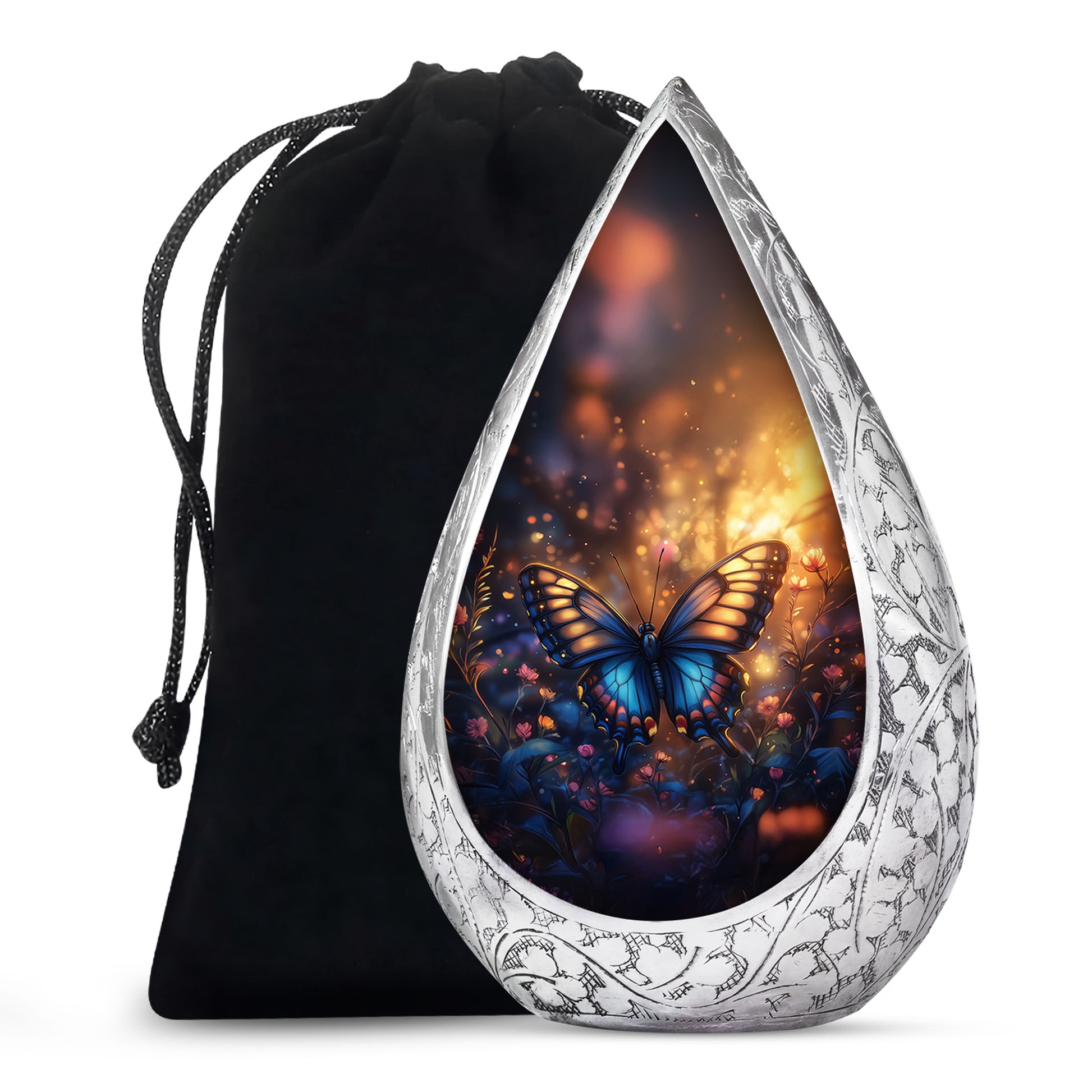 Gloomy Butterfly Urn For Ashes - Blue Butterfly Urn For Cremation