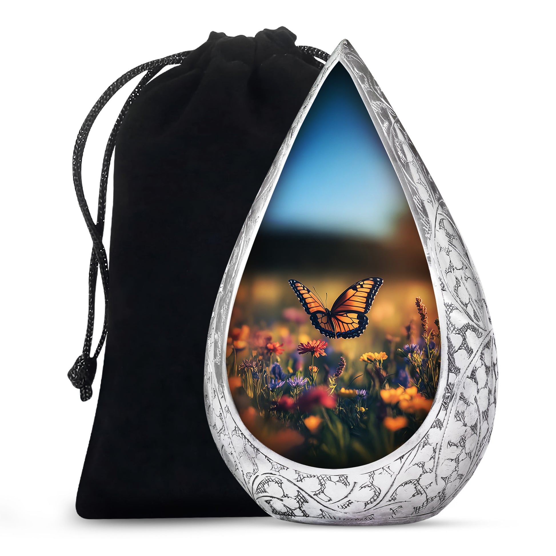 Monarch Butterfly Urn For Mother - Floral Fields Urns For Loved Ones