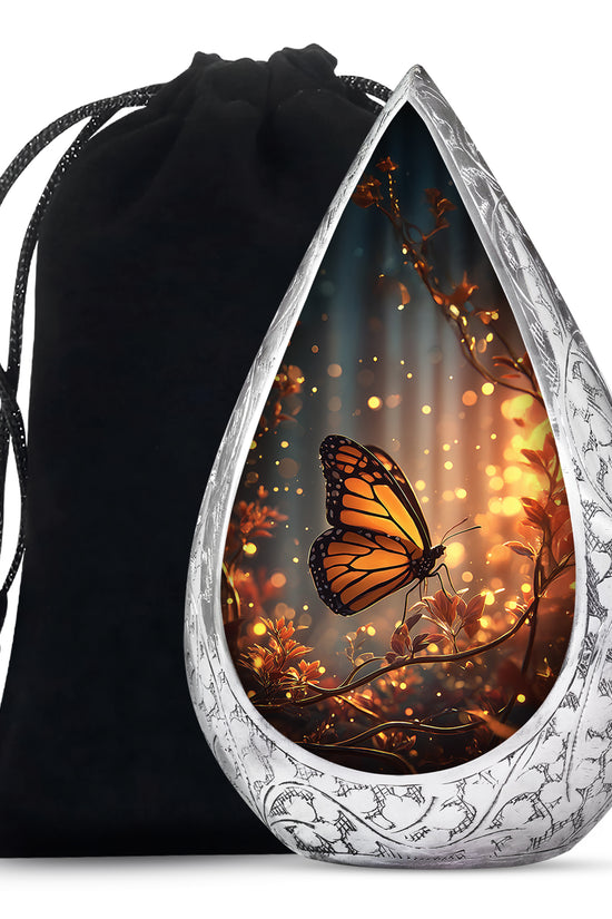Orange Monarch Butterfly Funeral Urn - Cremation Urn For Adults