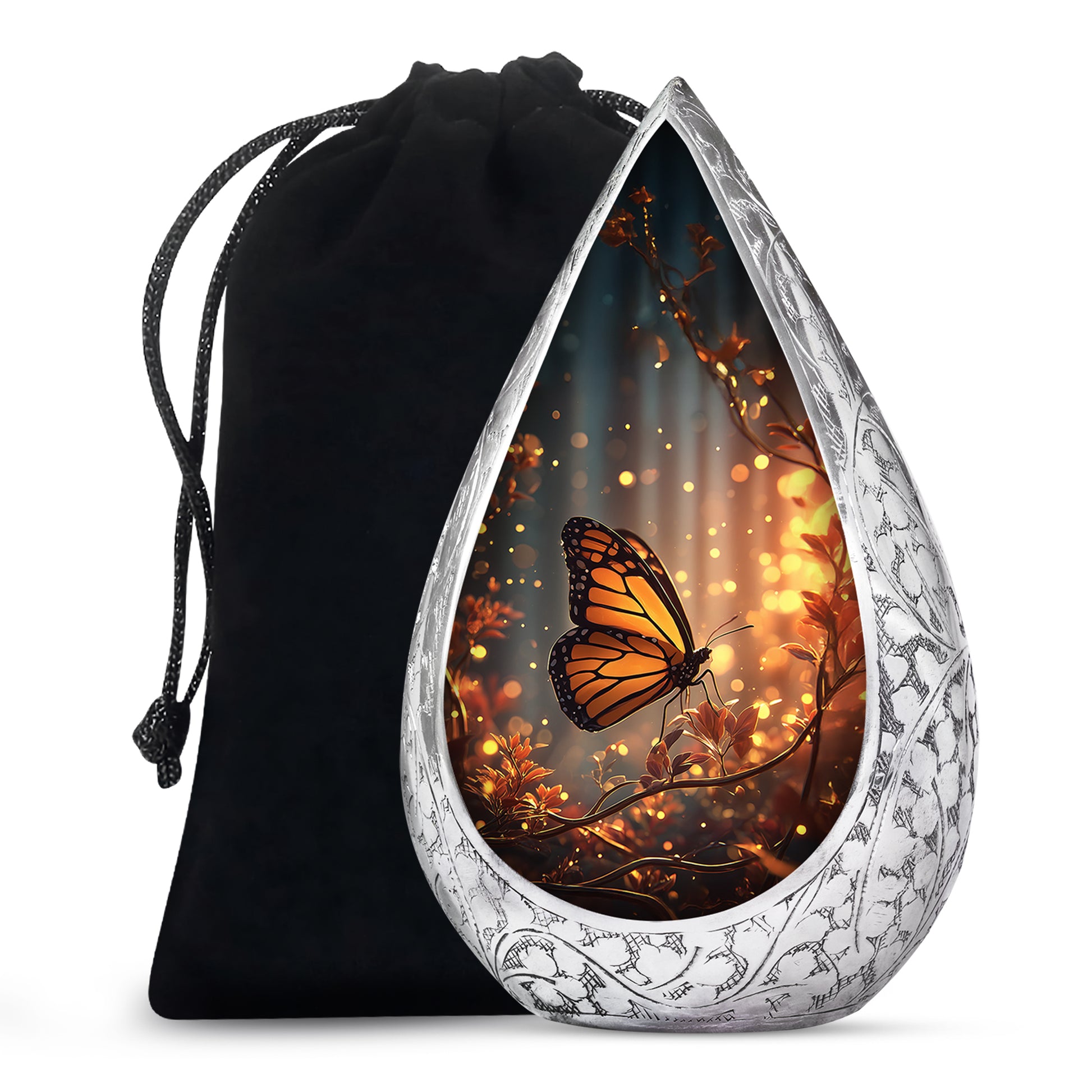 Orange Monarch Butterfly Funeral Urn - Cremation Urn For Adults