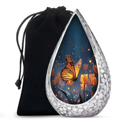 Moonlit Monarch Butterfly Urn - Tulip Floral Urn For Cremation