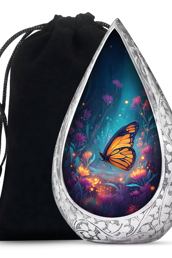 Orange Monarch Butterfly Urn For Mother - Colorful Forest Urns
