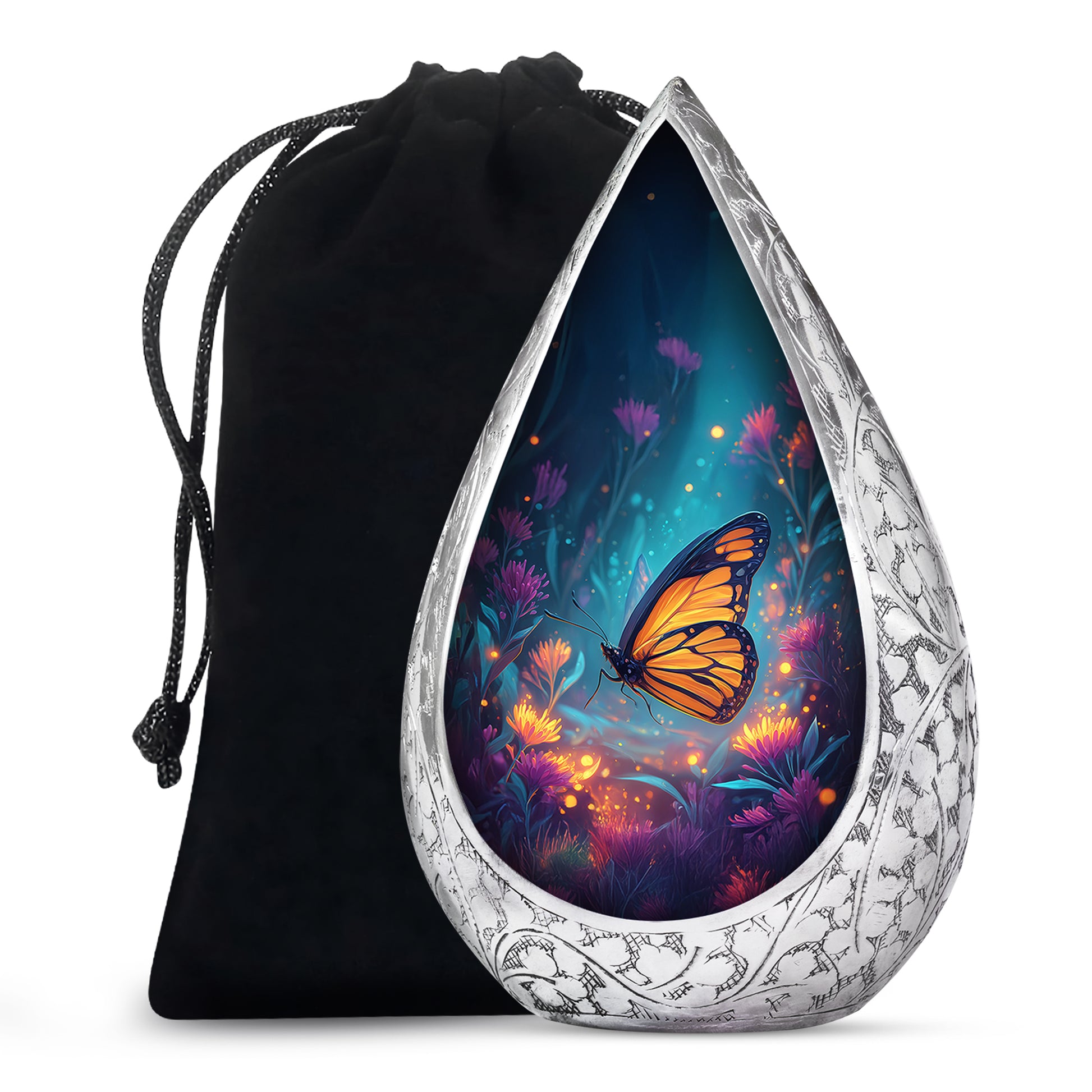 Orange Monarch Butterfly Urn For Mother - Colorful Forest Urns