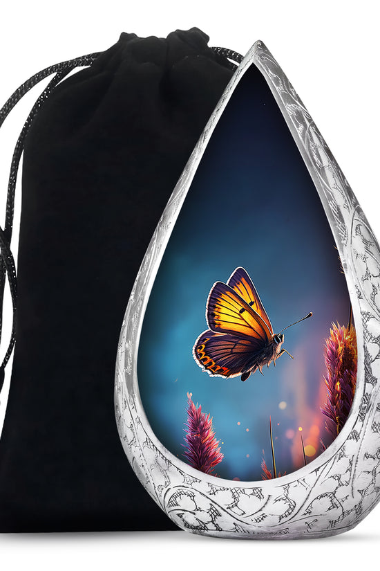 Butterfly Cremation Urn for Human Ashes - Dark Blue Memorial Urn