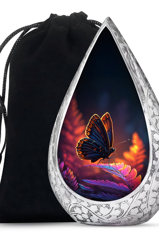 Butterfly On Flower Scenic Urn - Large Cremation Urns For Women Ashes