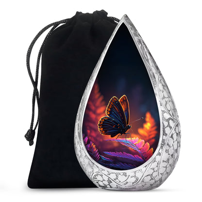 Butterfly On Flower Scenic Urn - Large Cremation Urns For Women Ashes