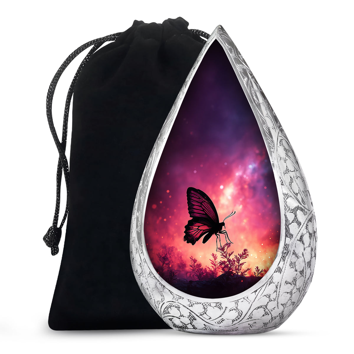 Pink Butterfly & Flower Burial Container - Large Urns For Mom Ashes