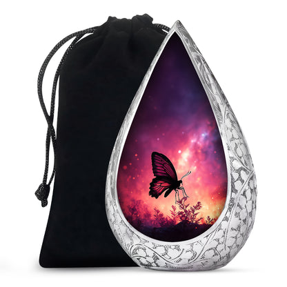 Pink Butterfly & Flower Burial Container - Large Urns For Mom Ashes
