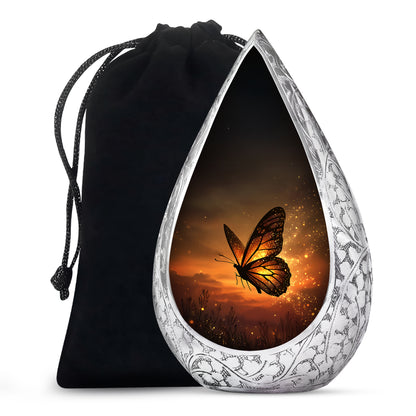 Orange Butterfly Cremation Urn - Large Funeral Urns For Mom's Ashes