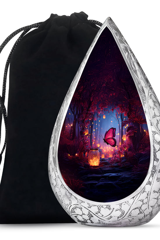 Blue Butterfly Cremation Urn - Decorative Urns For Adult Female Mom