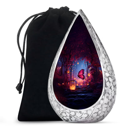 Blue Butterfly Cremation Urn - Decorative Urns For Adult Female Mom
