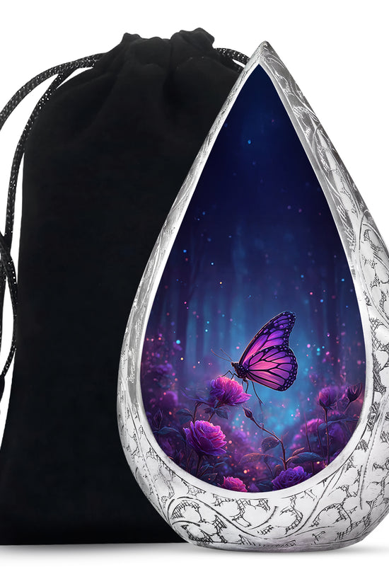Purple Butterfly Night Burial Urn - A Peaceful Tribute For Women Ashes