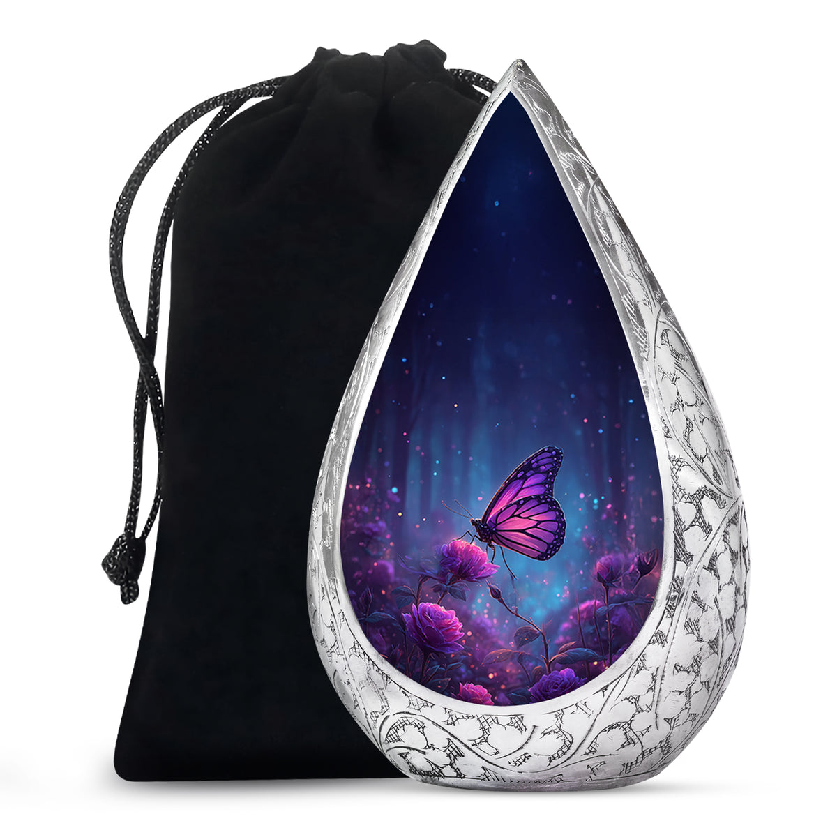 Purple Butterfly Night Burial Urn - A Peaceful Tribute For Women Ashes