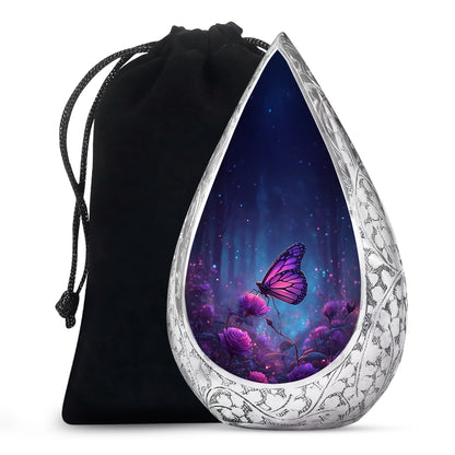 Purple Butterfly Night Burial Urn - A Peaceful Tribute For Women Ashes