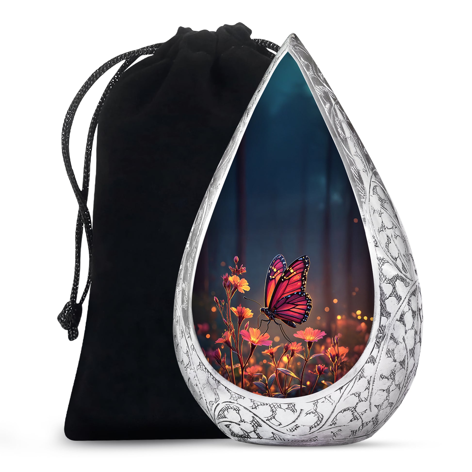 Beautiful Butterfly Funeral Urn - Flower Large Urn For Human Ashes