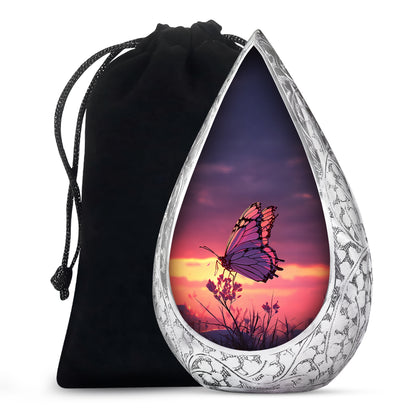 Purple Sunset Butterfly Scenic Urn - Cremation Urn For Mom Ashes Large