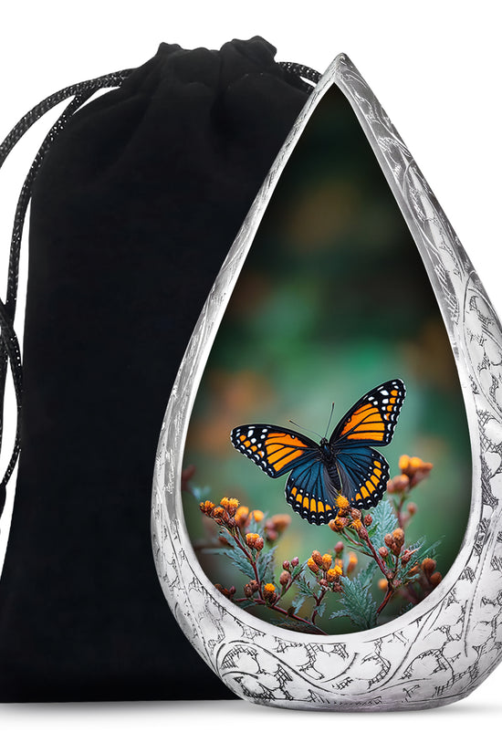 Orange Butterfly Cremation Urn - Small Urn For Ashes Keepsake Mom