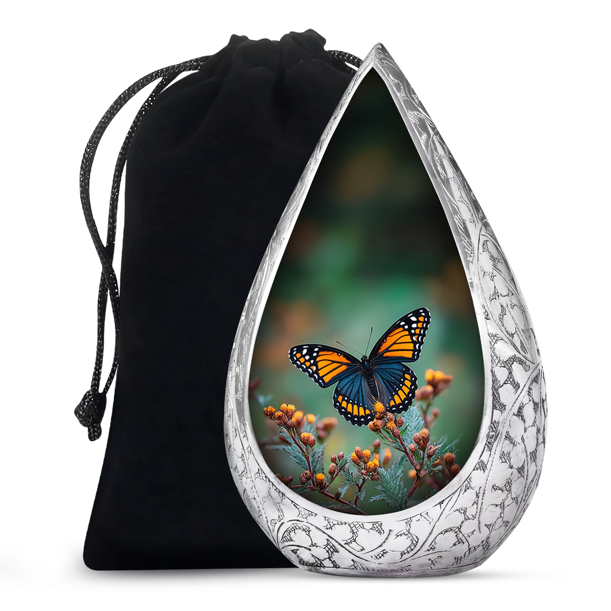 Orange Butterfly Cremation Urn - Small Urn For Ashes Keepsake Mom