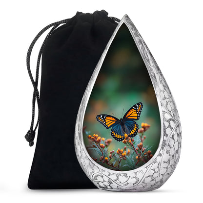 Orange Butterfly Cremation Urn - Small Urn For Ashes Keepsake Mom