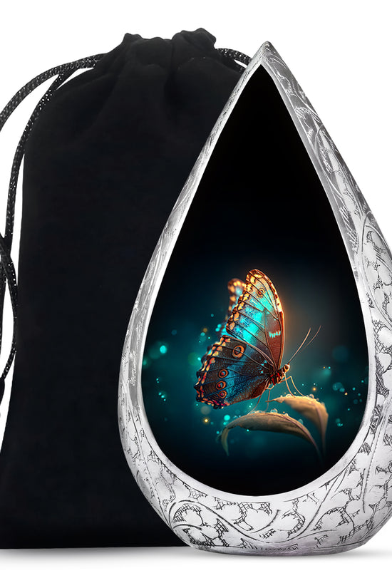 Black Glowing Butterfly Urn - Large Cremation Urns For Women Ashes