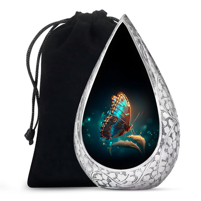 Black Glowing Butterfly Urn - Large Cremation Urns For Women Ashes