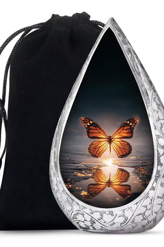 Colorful Butterfly On Flower Urn - Urn For Human Ashes Adult Women