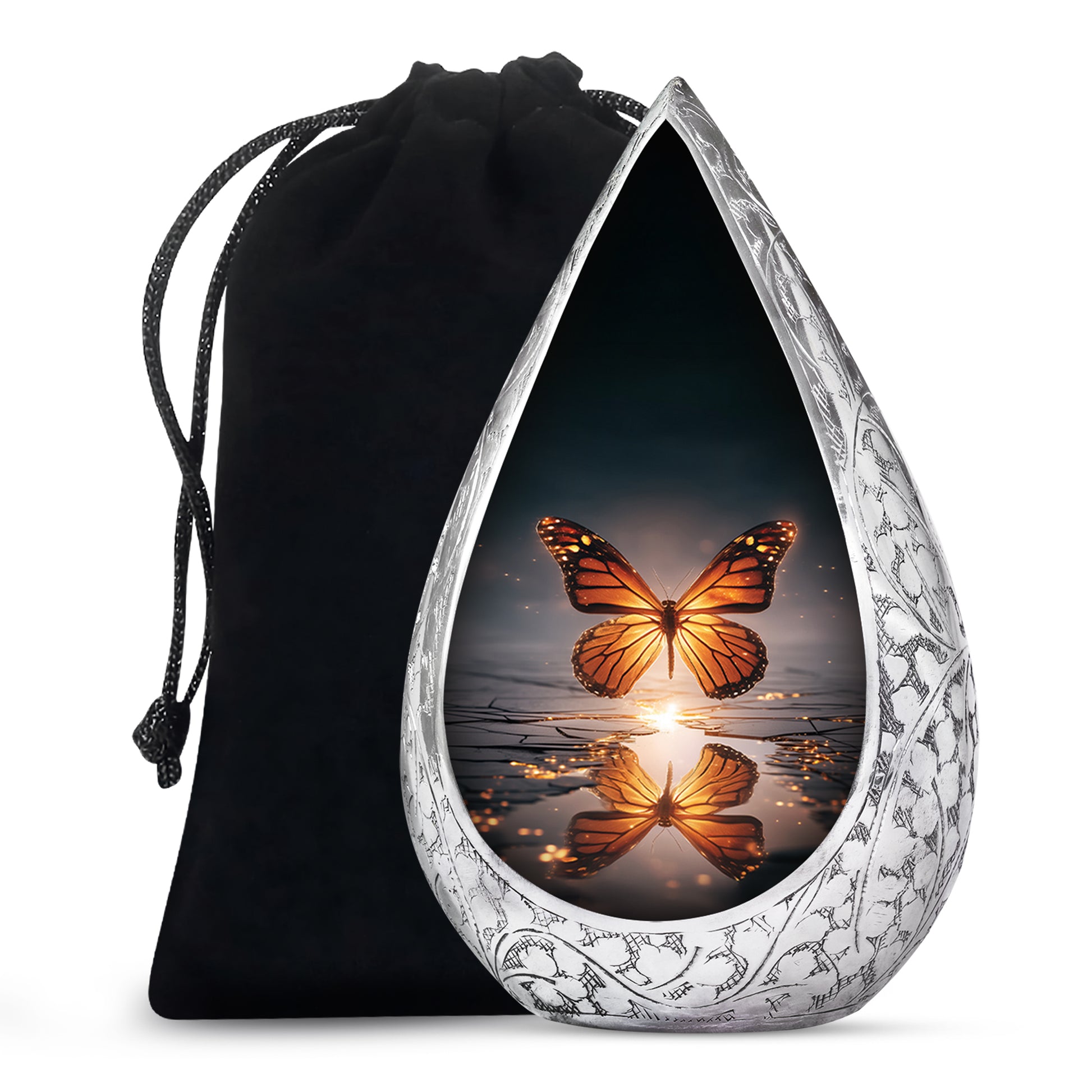 Colorful Butterfly On Flower Urn - Urn For Human Ashes Adult Women