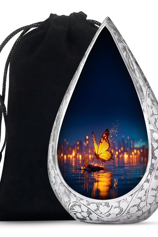 Beautiful Elegant Golden Butterfly Urn - Urns For Adult Female Mom