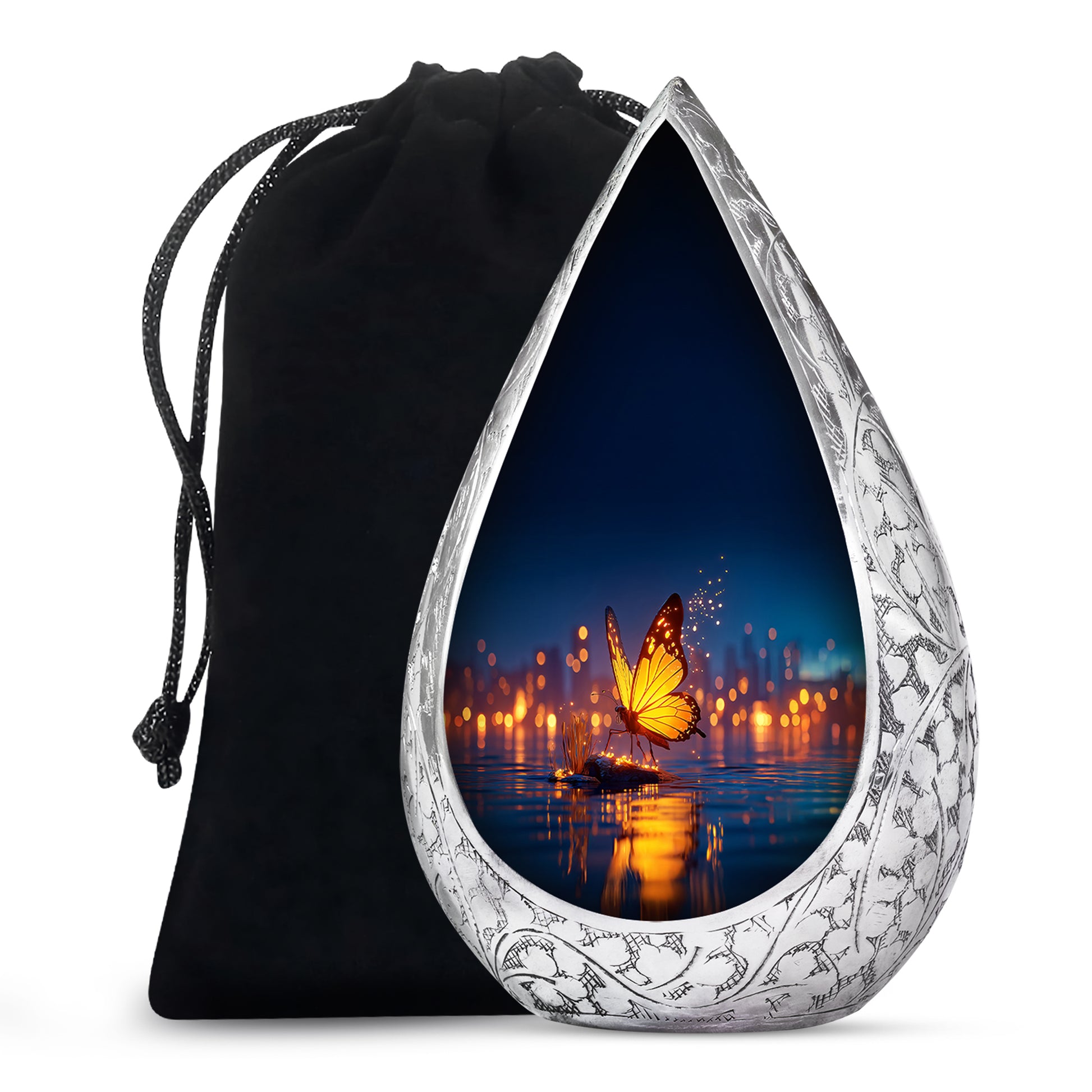 Beautiful Elegant Golden Butterfly Urn - Urns For Adult Female Mom