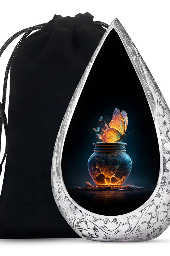 Black Glowing Butterfly Urn - Cremation Urns For Women Ashes
