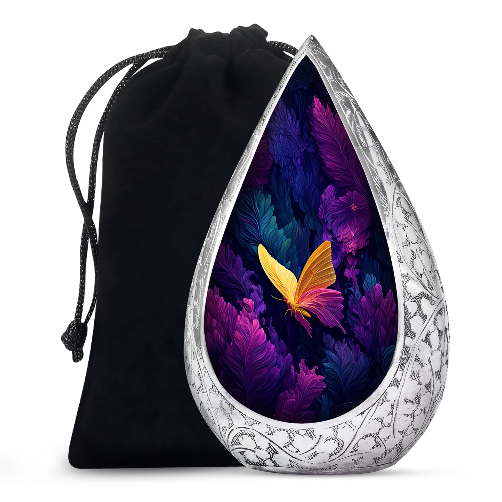 Yellow Butterfly Cremation Urn - Large Urns For Mom Funeral Ashes