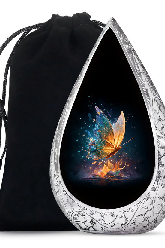 Glowing Butterfly Cremation Urn - Small Urn For Ashes For Women