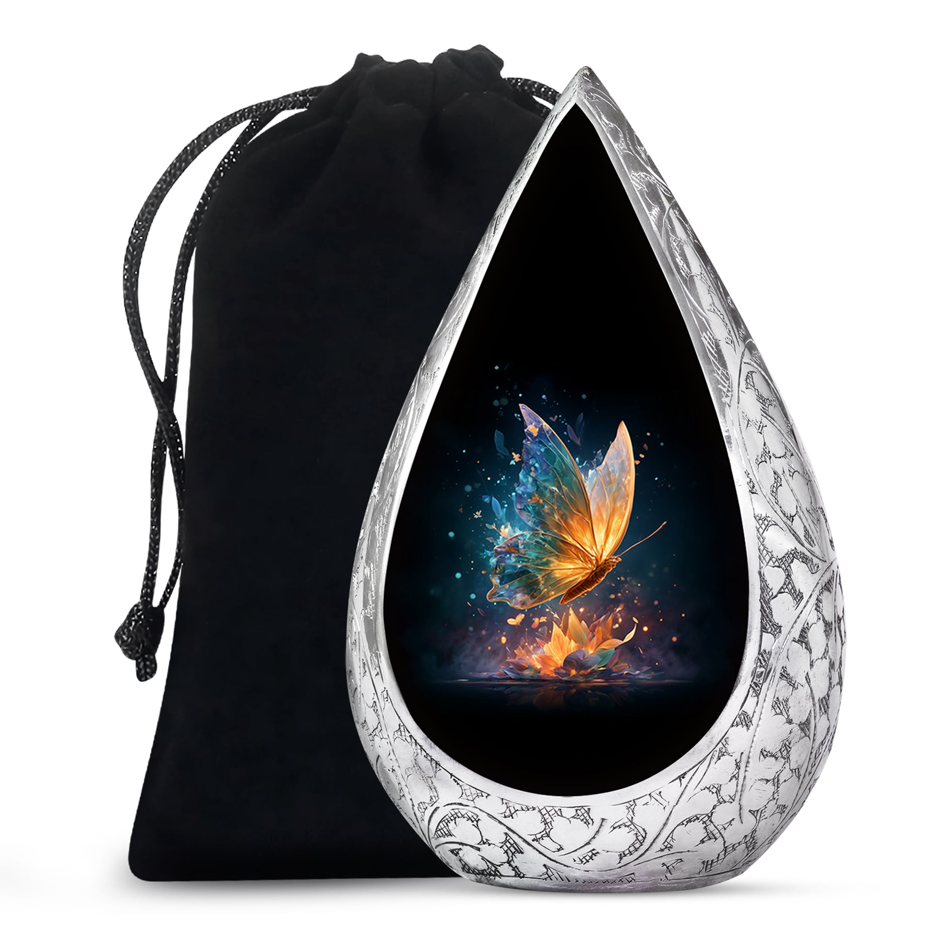 Glowing Butterfly Cremation Urn - Small Urn For Ashes For Women
