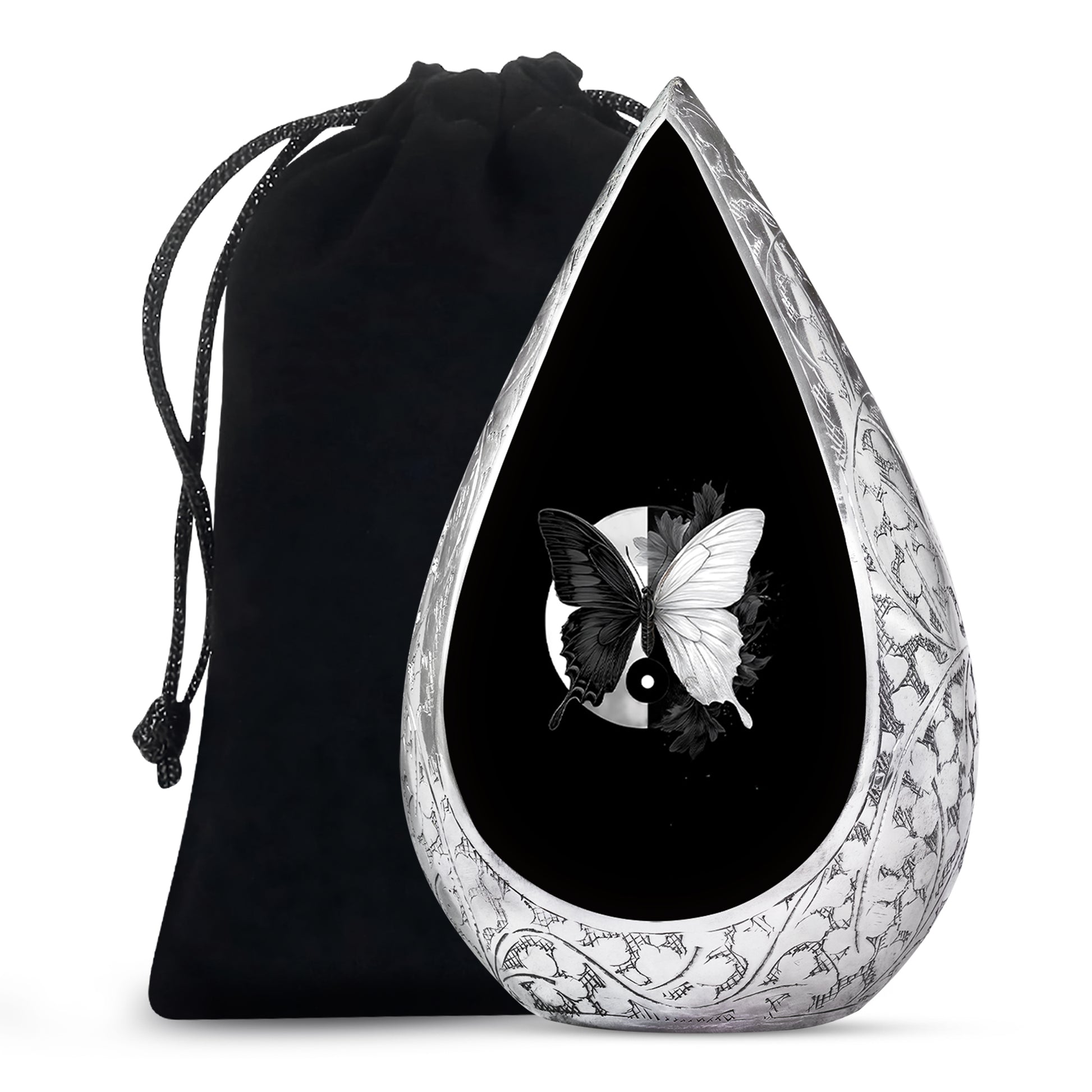 Black & White Butterfly Urn - Unique Decorative Urns For Human Ashes
