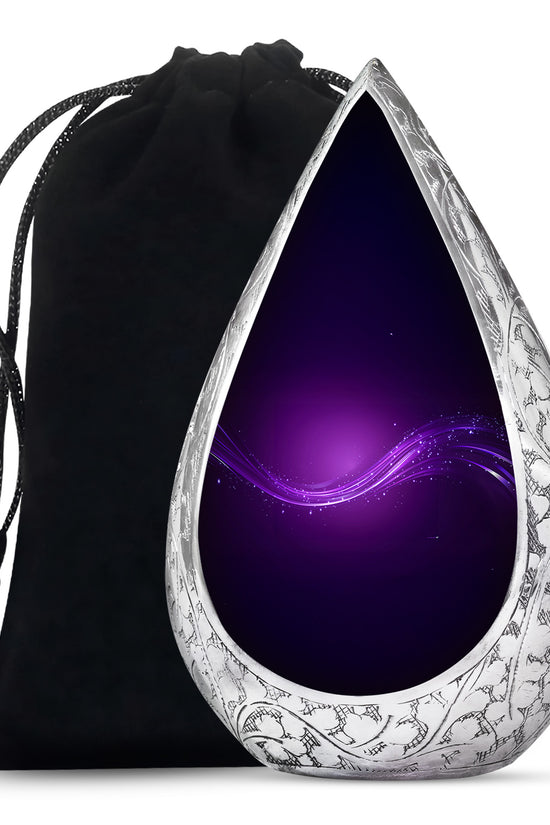 Stylish Purple Cremation Urn With Sparkle Swirl – Unique Urn For Ashes