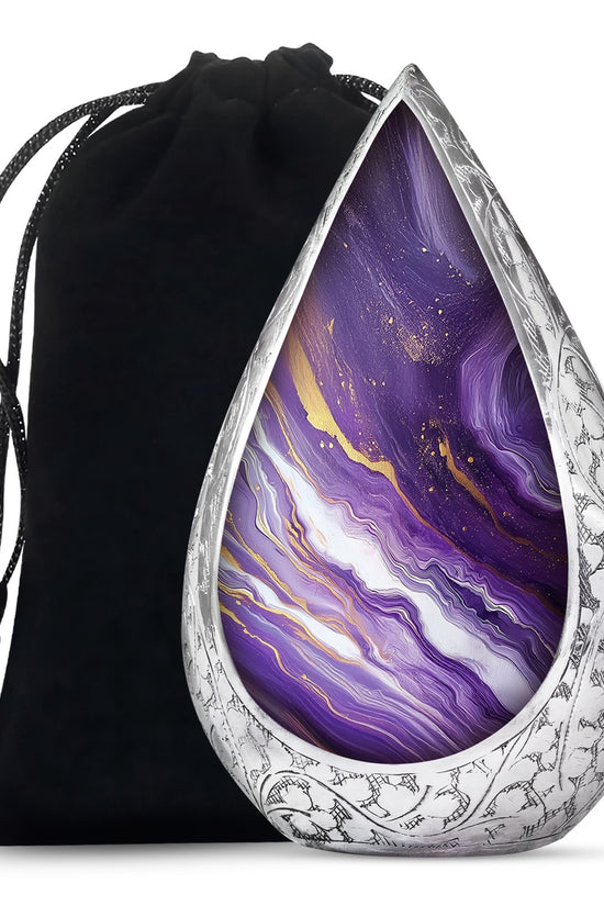 Beautiful Purple Marble Urn for Ashes – Durable Aluminum Memorial Urn