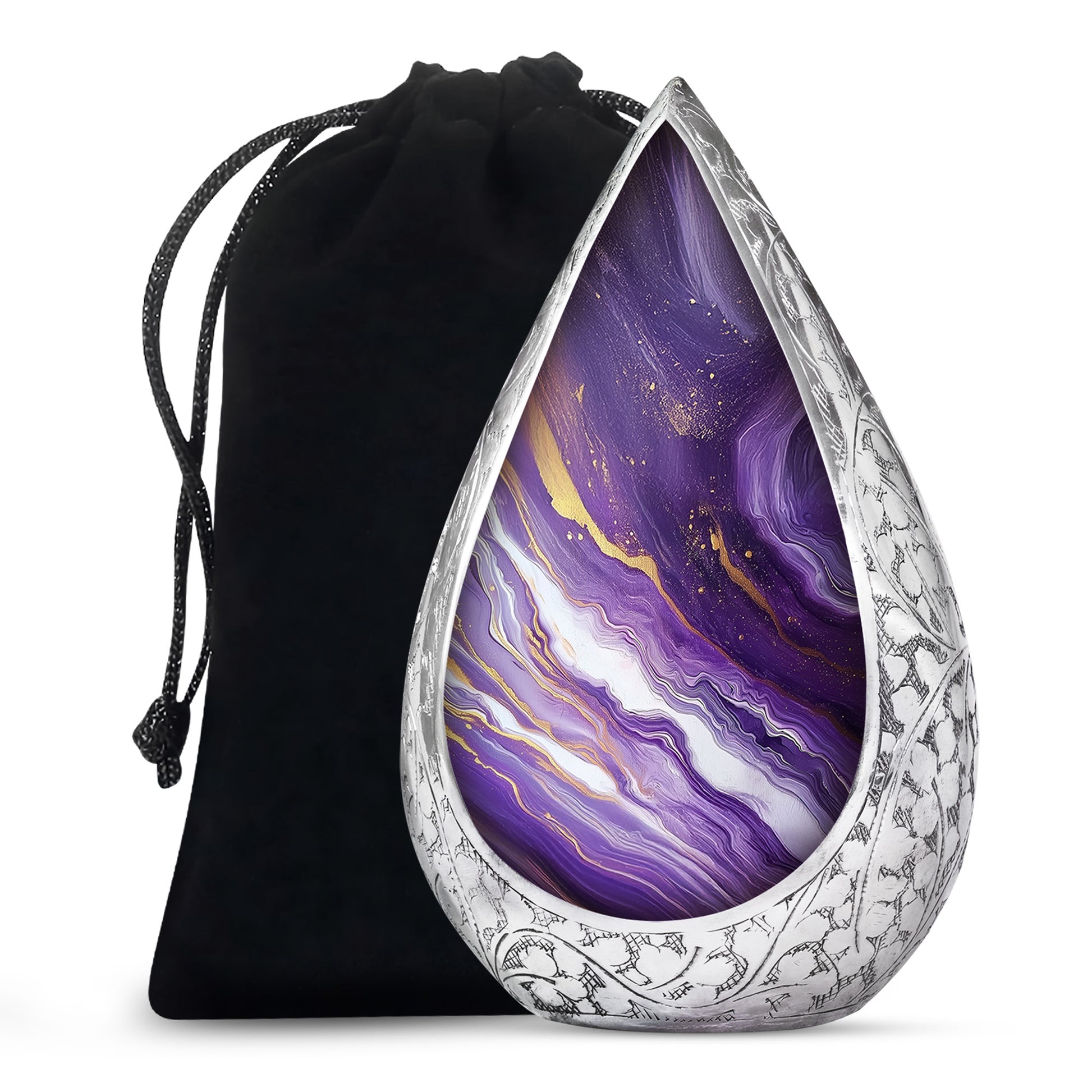 Beautiful Purple Marble Urn for Ashes – Durable Aluminum Memorial Urn