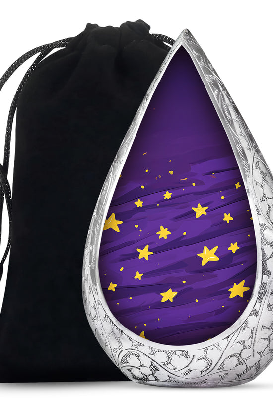Celestial Galaxy Urn for Ashes – Purple Star Themed Memorial Urn