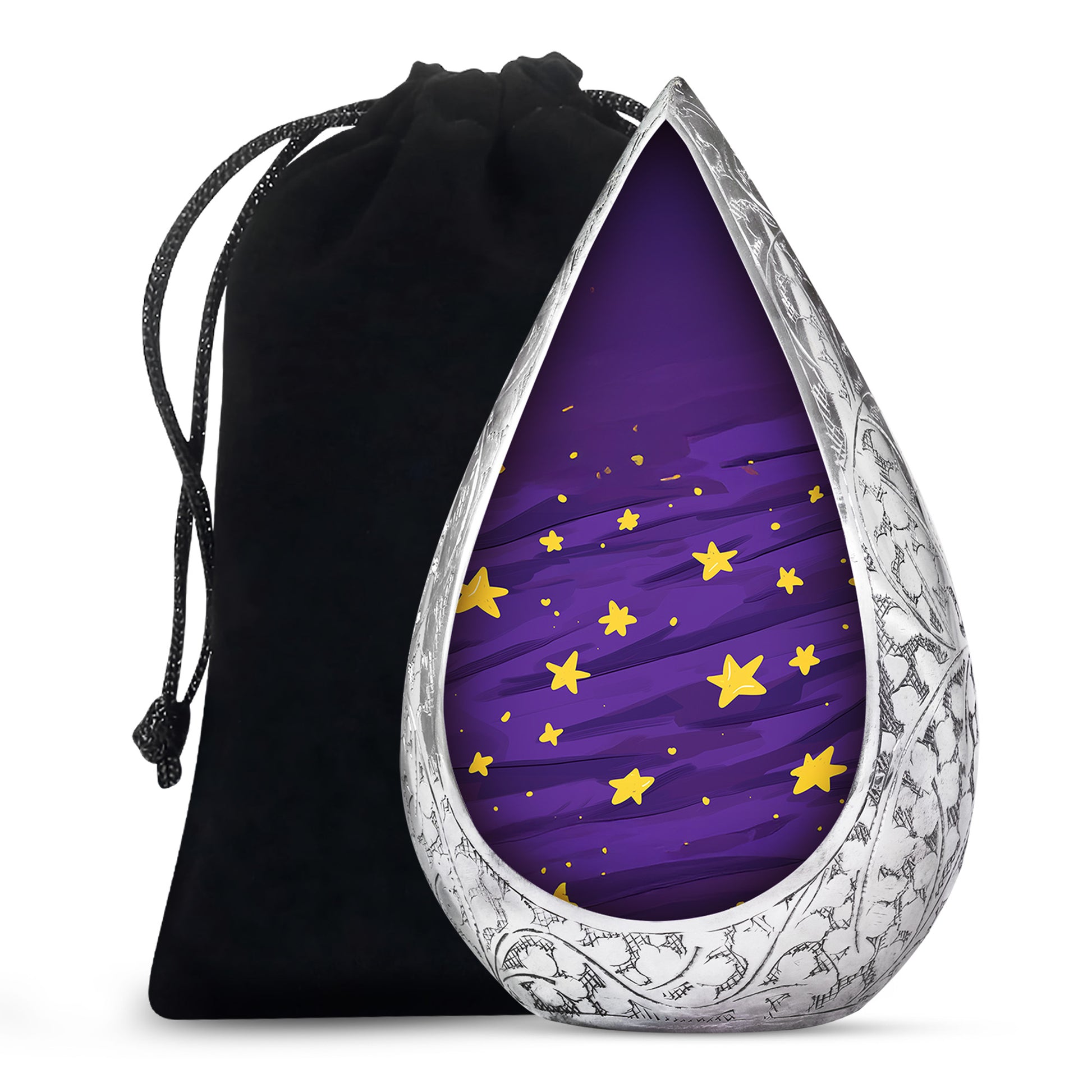 Celestial Galaxy Urn for Ashes – Purple Star Themed Memorial Urn