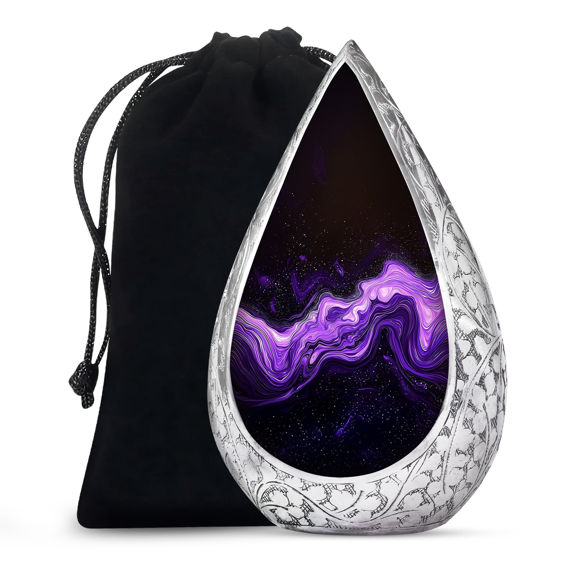 Premium Purple Swirl Cremation Urn - Beautiful Memorial Ashes Container