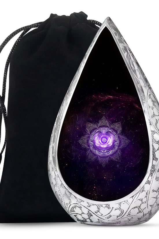 Decorative Purple Cosmic Urn – Mandala Design Urn for Human Ashes