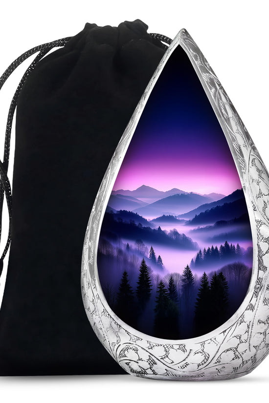Purple Night Mountain Scenic Urn - Unique Decorative Urns For Ashes