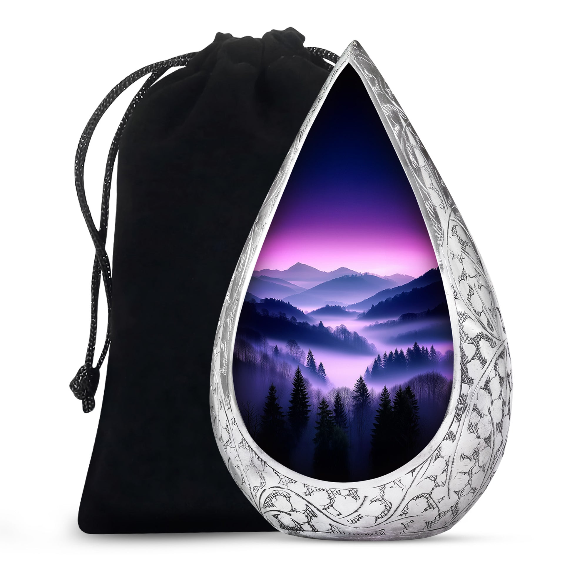 Purple Night Mountain Scenic Urn - Unique Decorative Urns For Ashes