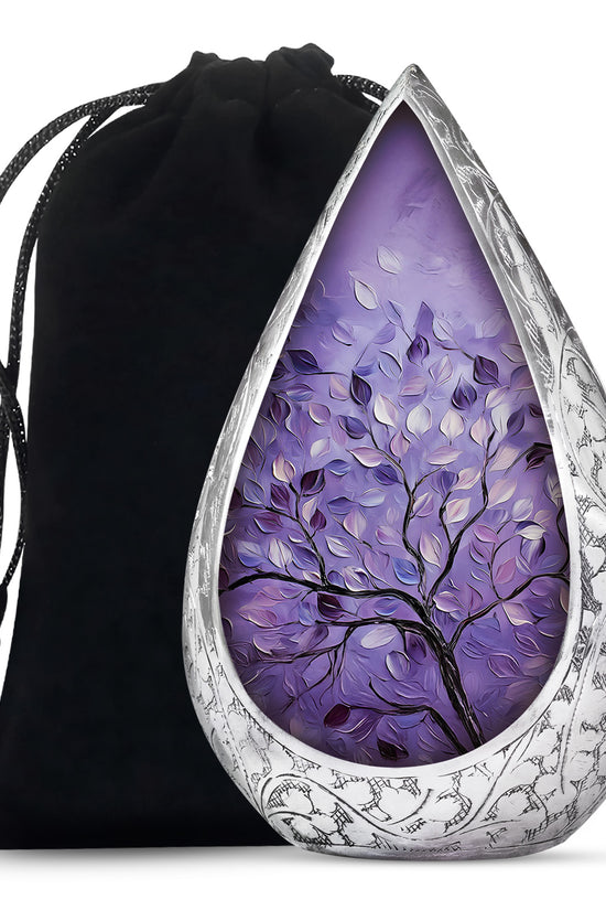 Beautiful Purple Tree Of Life Urn - Large Decorative Urns For Ashes